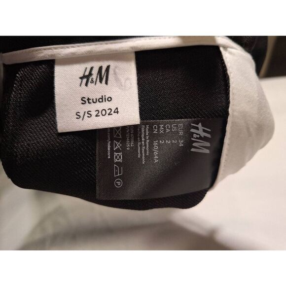 H&M Studio S/S 24 Womens Tailored Viscose‎ Slacks Black Size 2 NEW with tags - Picture 3 of 3